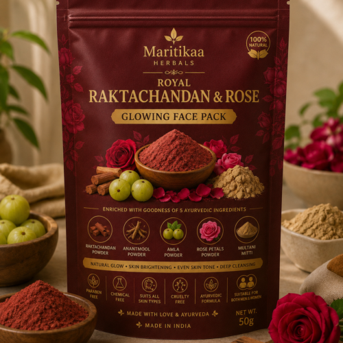 MaritiKaa Herbals Royal Raktachandan & Rose Glowing Face Pack – 50g