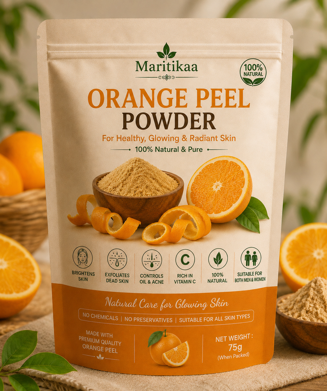 Maritikaa Herbal Orange Peel Powder for Face - 50g