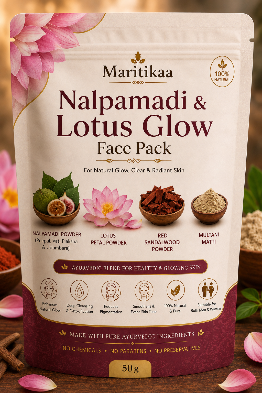 Maritikaa Nalpamadi & Lotus Glow Face Pack - 50g