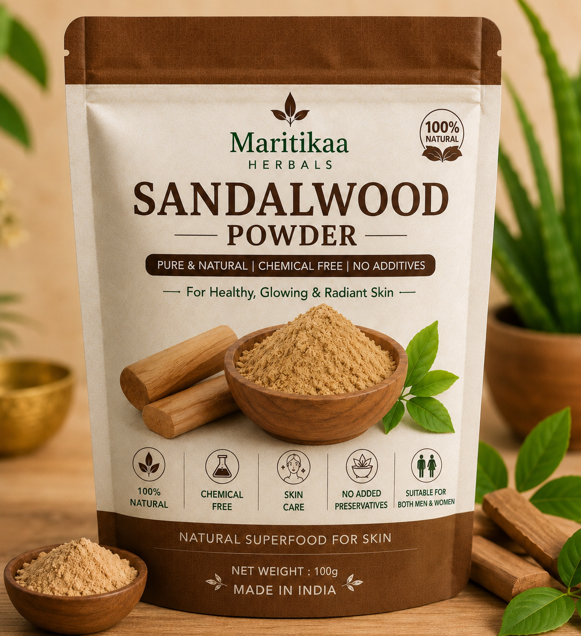 Maritikaa Sandalwood Powder - 100g