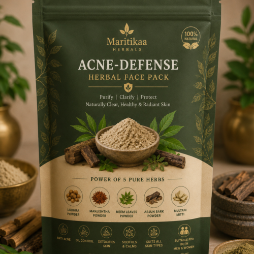 Maritikaa Acne-Defense Herbal Face Pack Powder – Ayurvedic 5 Herb Blend, 50g