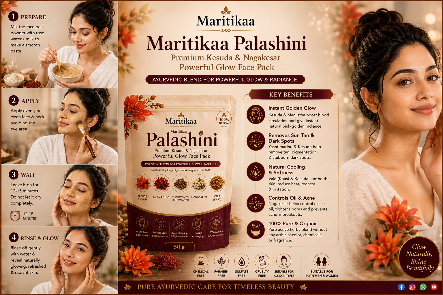 Maritikaa Palashini Face Pack - 50g - Image 3