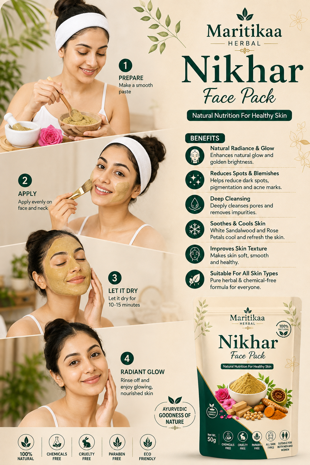 Maritikaa Nikhar Face Pack โ 50 g - Image 3