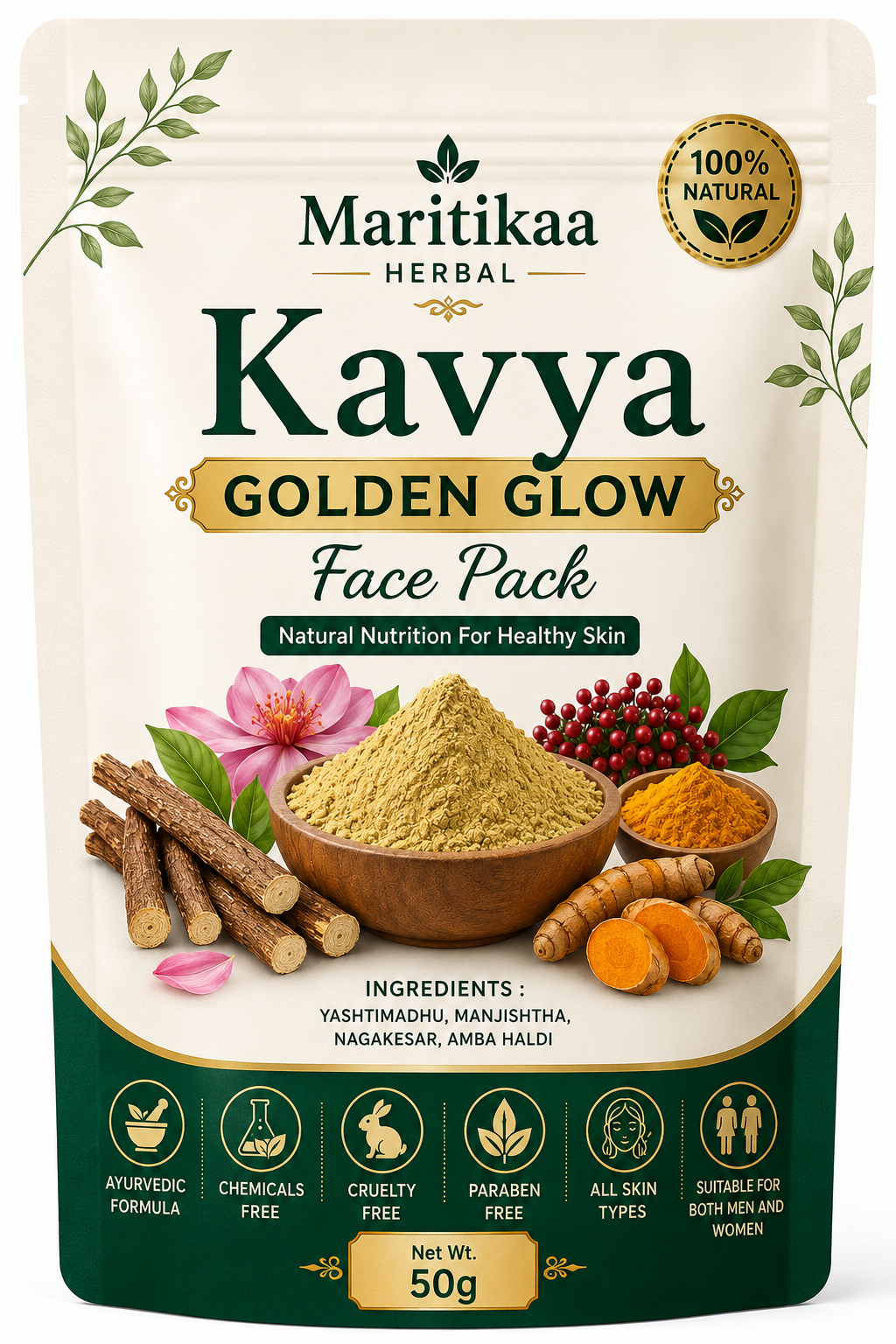 Kavya Golden Glow Face Pack - 50g - Image 5