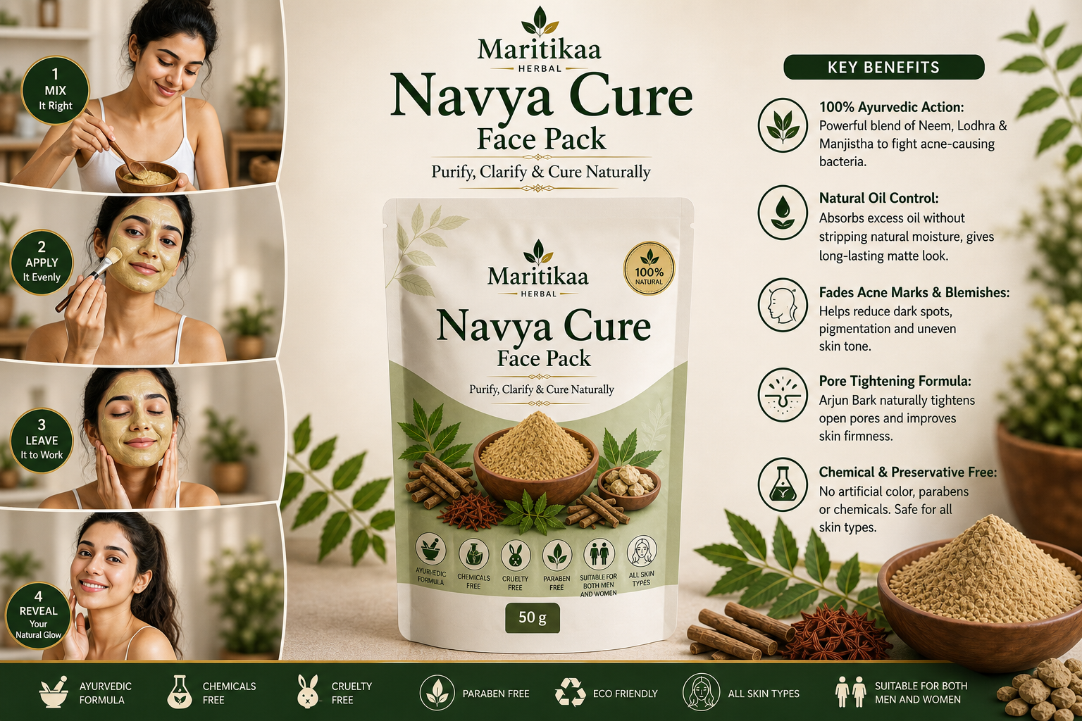 Maritikaa Navya Cure Face Pack - 50g - Image 3