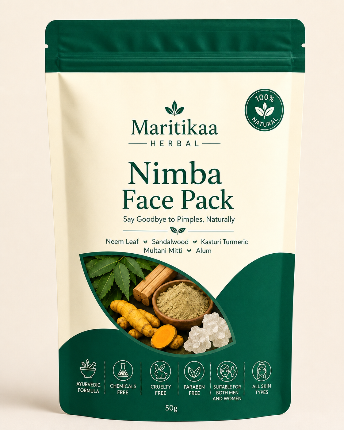 Maritikaa Herbal Nimba Face Pack - 50g