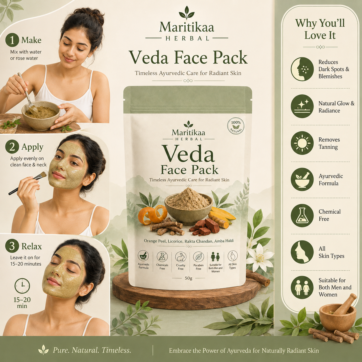 Veda Face Pack - 50g - Image 3